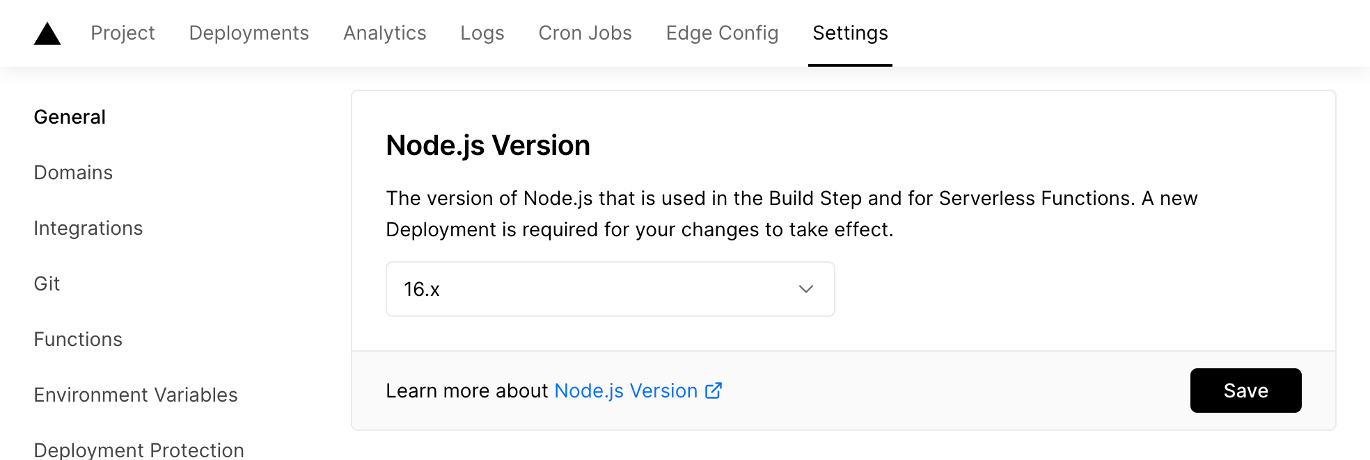 Vercel Node.js Version